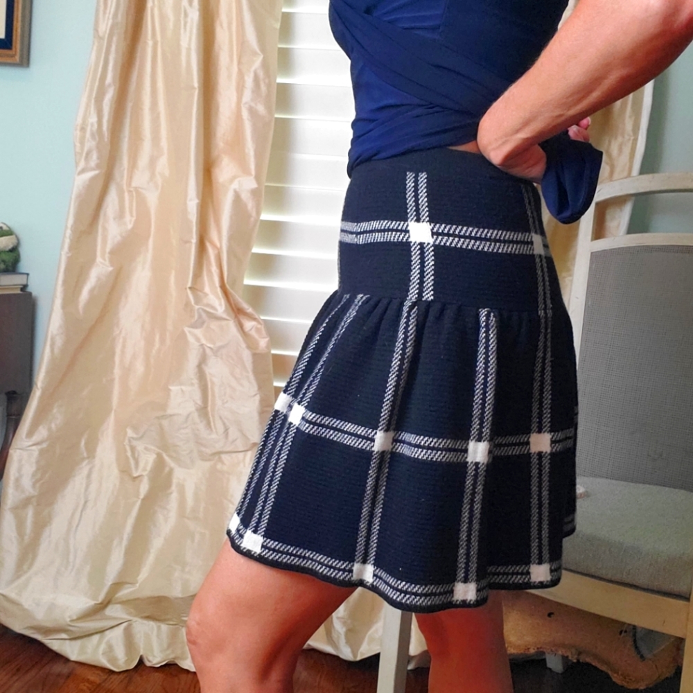 Plaid reversible mini skirt